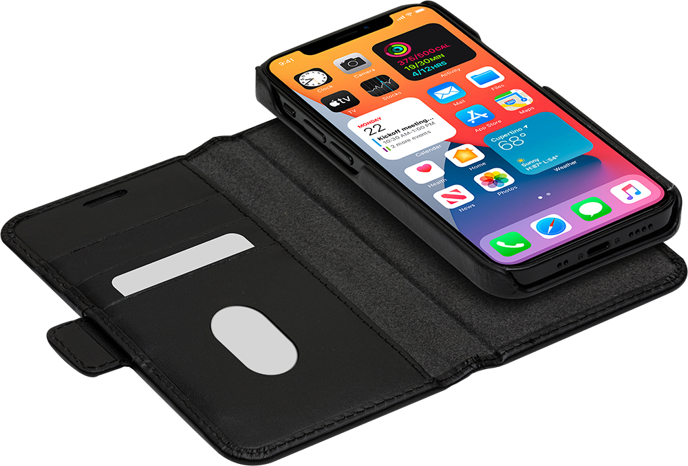 dBramante1928 Leather Folio Case for iPhone 12 Mini-Black