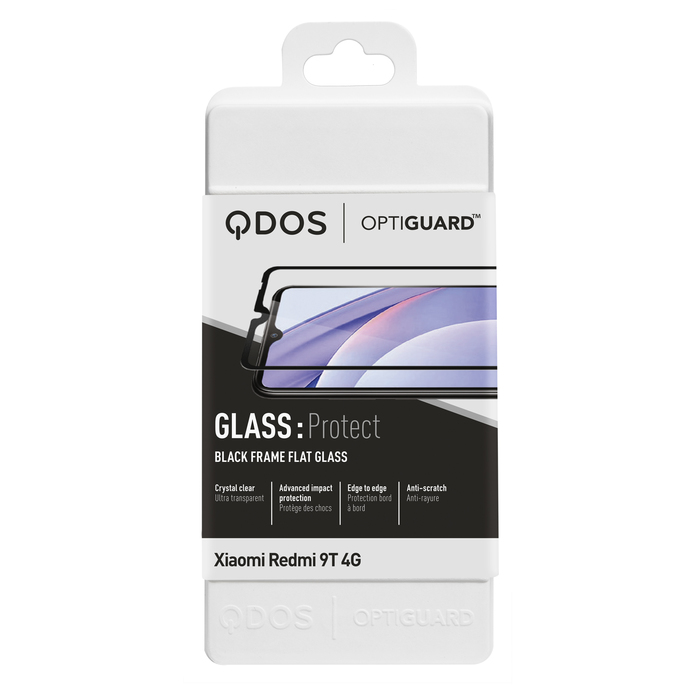 QDOS OPTIGUARD - Glass Protect Black Frame for Xiaomi Redmi 9T