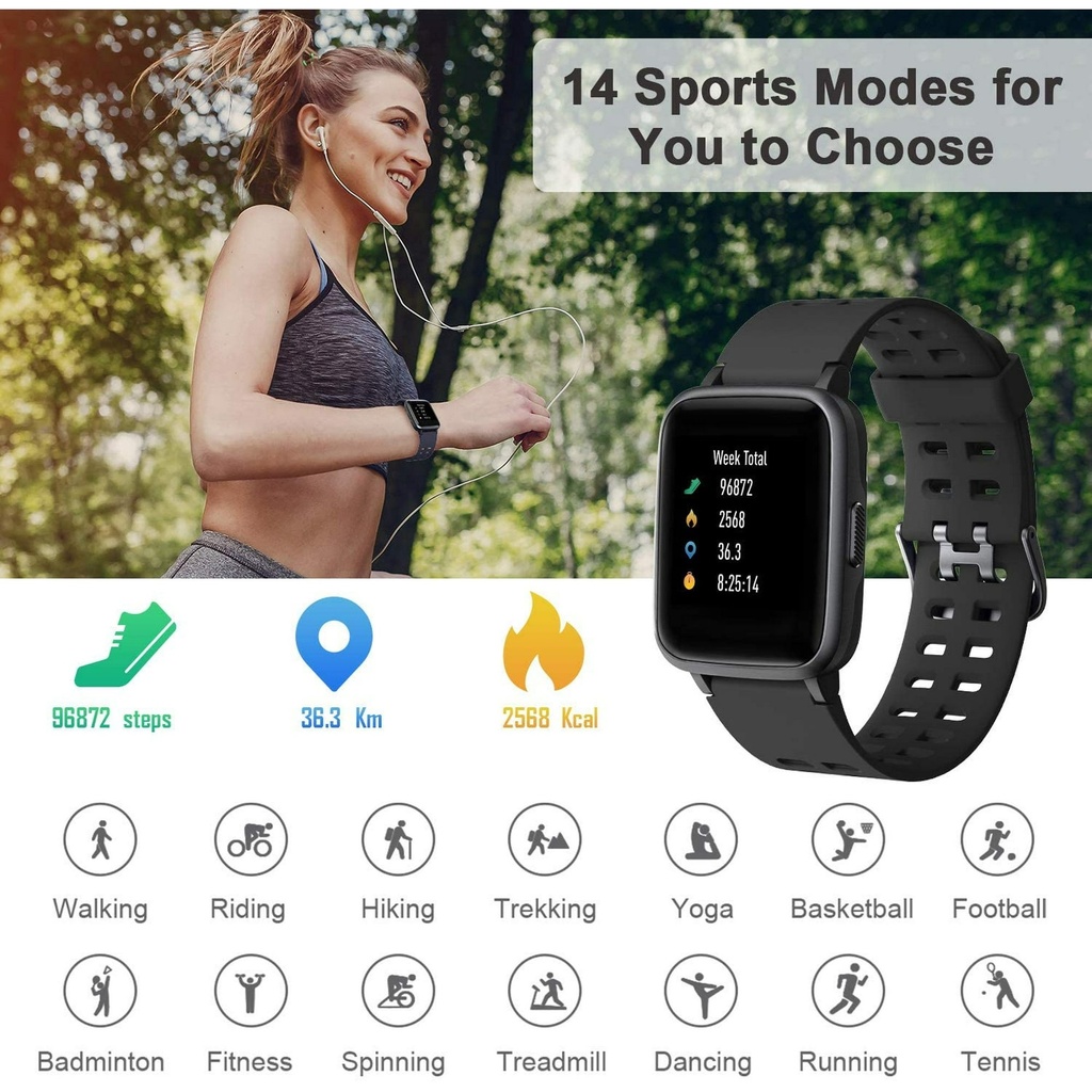 Letscom 205 SMARTWATCH BLACK