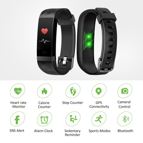 Letscom Fitness Tracker ID131COLOR HR D-Black