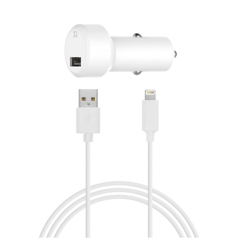 [65162006141] Xqisit Car Charger USB-A Fast Charge 2.4A with Data Cable Lightning