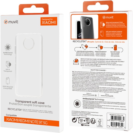 [61157060141] Muvit Case Transparent for Xiaomi Red Note9T 5G