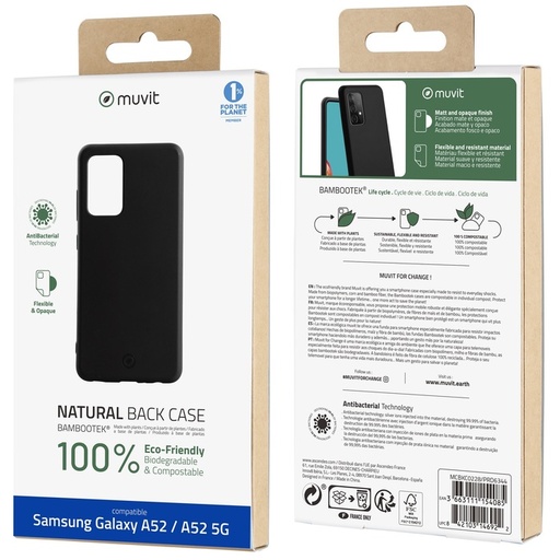 [61157035141] Muvit Natural Back Case for Galaxy A52/A52 5G-Black