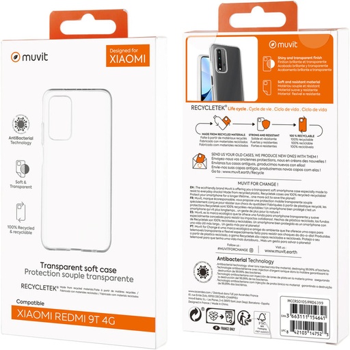 [61157015141] Muvit soft Case for Redmi 9T 4G-Transparent