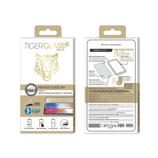 [77157060141] Muvit Screen Protector Tiger Glass compatible with iPhone 11 Pro Max/XS Max