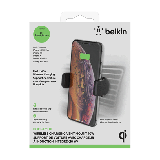 [70161009141] Belkin Wireless Charging Vent Mount 10W for Qi Smartphones