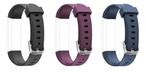 [71146091141] Letscom Fitness Tracker Replacement Bands x3 for ID115PHR - Black/Blue/Purple - free Packaging - New